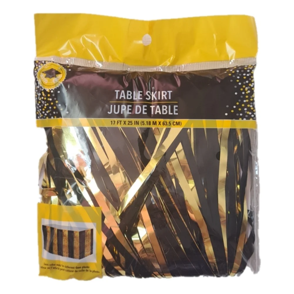 4/$15 🌻 NWT Gold and Black Graduation Party Table Skirt